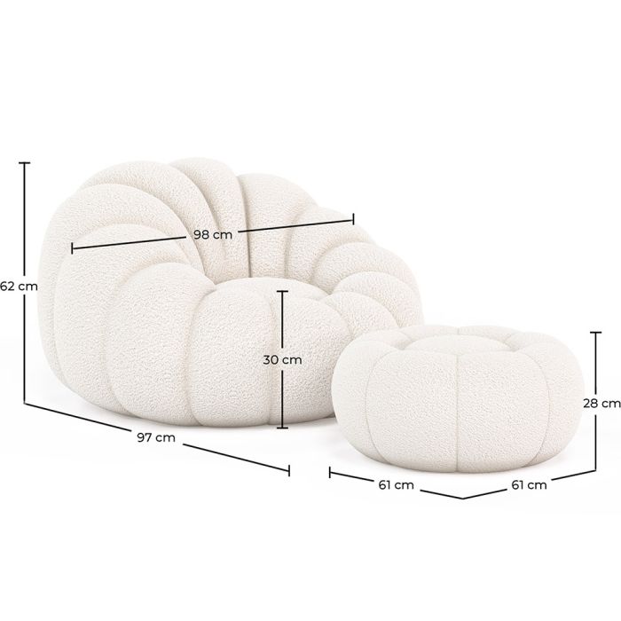 White armchair with ottoman shop